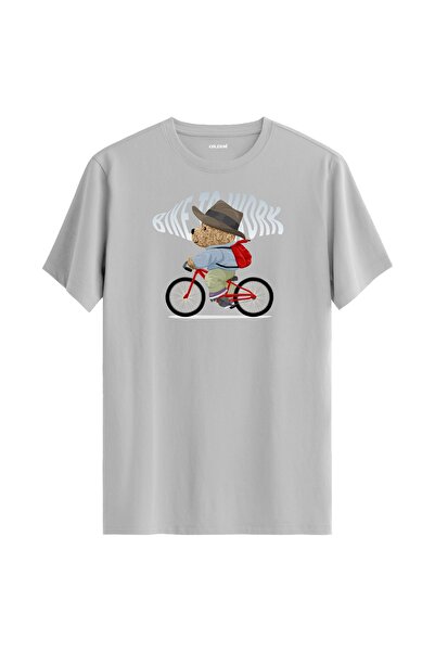 Colermi Cyclist Teddy Bear Printed Unisex T-Shirt - 100% Cotton Premium Fabri...