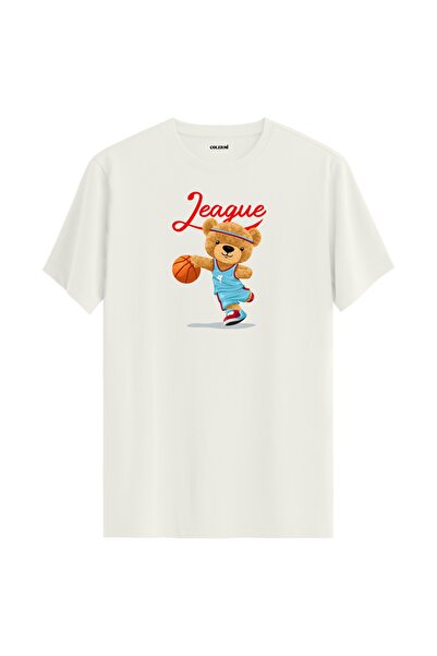 Colermi تي شيرت مطبوع عليه دمية دب كرة السلة - تي شيرت بتصميم رياضي من القطن ...
