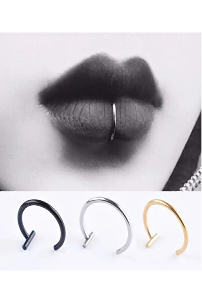 Gothicc 3’lü Deliksiz Dudak Piercing veya Burun hızma Seti – Siyah, Gümüş, Altın – Antialerjik, Paslanmaz