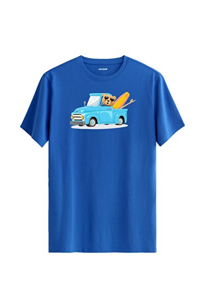 Colermi تي شيرت مطبوع عليه دمية دب مع شاحنة صغيرة للجنسين - تي شيرت بتصميم عا...