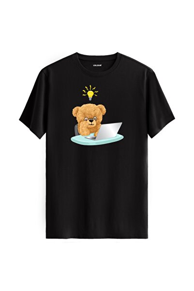 Colermi تي شيرت مطبوع عليه تيدي بير للجنسين - تي شيرت بتصميم عادي من نسيج قطن...