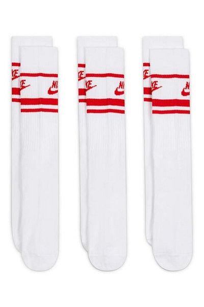 Nike , Set de sosete unisex cu imprimeu logo - 3 perechi, Rosu, Alb, M
