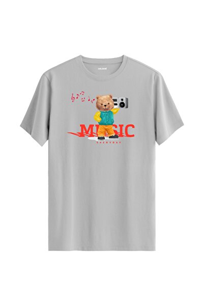 Colermi تي شيرت مطبوع عليه دمية دب الموسيقى - قماش قطني فاخر بنسبة 100% بتصمي...