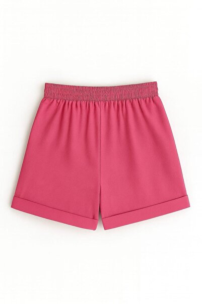 enmodaiçgiyim Pink 100% Cotton Muslin Fabric Women's Shorts with Pockets – Comfortable Summer Casual Shorts