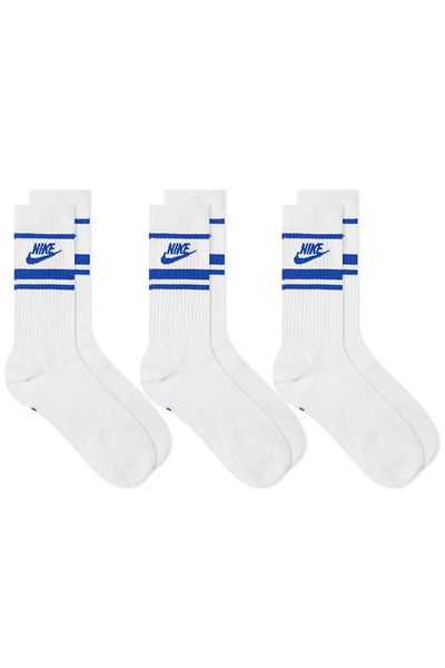Nike Unisex Socks - Dri-Fit Everyday - 3 pairs, Size 38-43, White/Blue