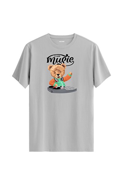 Colermi تي شيرت مطبوع عليه دمية دب DJ للجنسين - تي شيرت بتصميم قماش قطني فاخر...