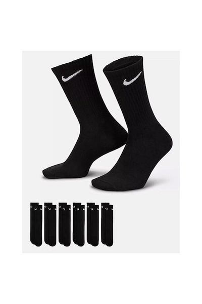 Nike SX7676-010 Daily Training Socks for Men and Women, 42-46L, Black, 6 Pairs