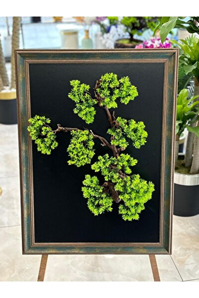 DDTREND MODERN TASARIM 3 BOYUTLU ÇERÇEVELİ YAPAY ÇİÇEKLİ MDF PLAKA TABLO BONZAİ AĞAÇ DUVAR ARANJMAN 60-80 CM
