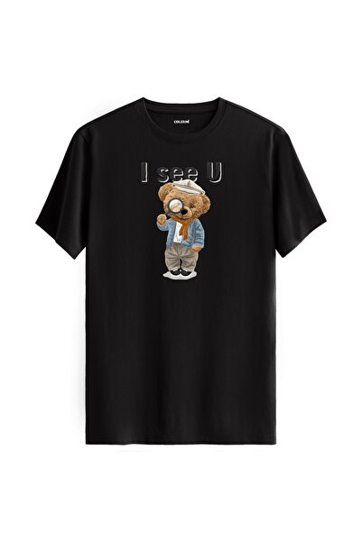 Colermi تي شيرت مطبوع عليه I See U Teddy Bear - تي شيرت بتصميم تيدي بير من نس...