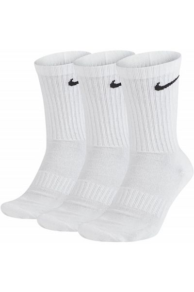 Nike Everyday Cushioned Crew Socks, Set of 3 Pairs, White, EU Size 38-42