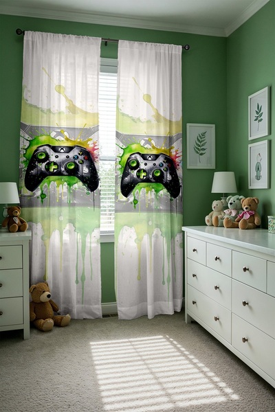 EVPANYA Gamer Player 22 Patterned Children's Baby Room Background Curtain (Single Wing Pricing)