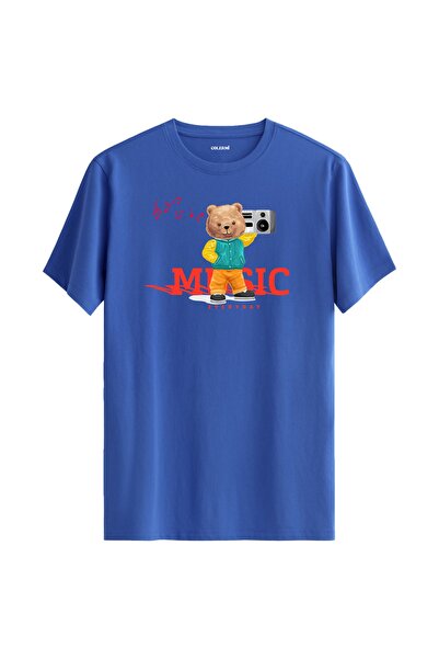 Colermi تي شيرت مطبوع عليه دمية دب الموسيقى - قماش قطني فاخر بنسبة 100% بتصمي...