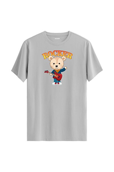 Colermi تي شيرت مطبوع عليه دمية دب الروك - تي شيرت بتصميم موسيقي ممتع مصنوع م...