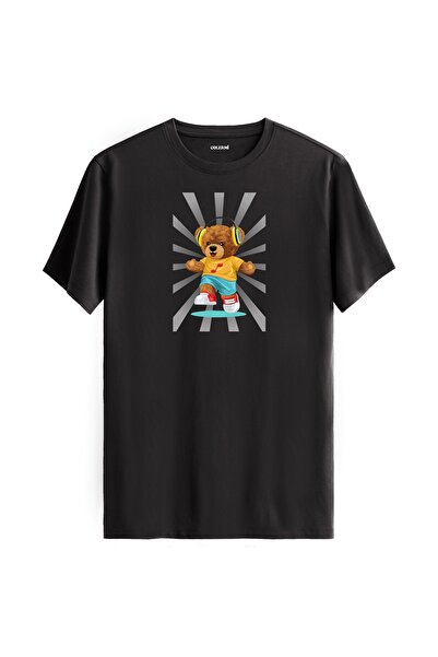 Colermi تي شيرت مطبوع عليه دمية دب تزلج للجنسين - تي شيرت بتصميم عادي من نسيج...