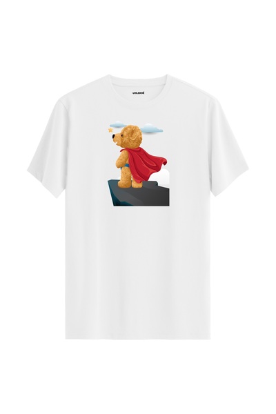 Colermi تي شيرت مطبوع عليه دمية دب سوبر هيرو للجنسين - تي شيرت قطن 100%
