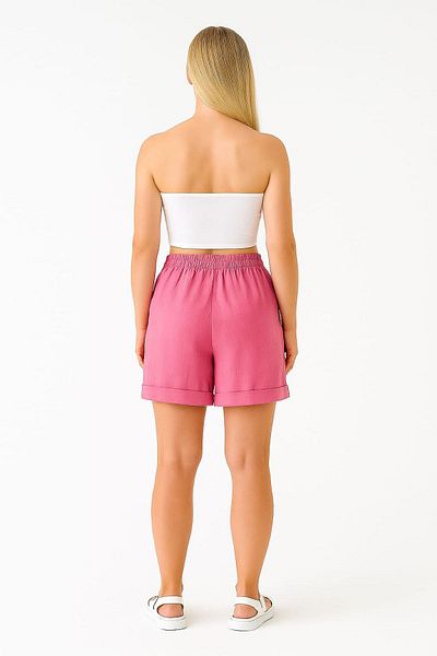 enmodaiçgiyim Pink 100% Cotton Muslin Fabric Women's Shorts with Pockets – Comfortable Summer Casual Shorts