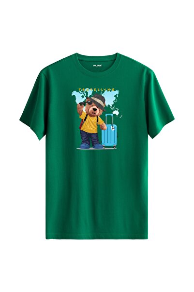 Colermi تي شيرت مطبوع عليه دمية دب على شكل سفر - تي شيرت بتصميم دمية دب من ال...