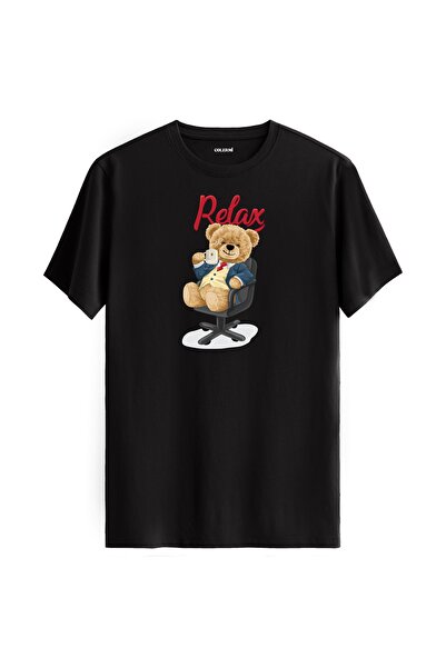 Colermi تي شيرت مطبوع عليه دمية دب بطابع الاسترخاء - قميص بتصميم مريح من نسيج...