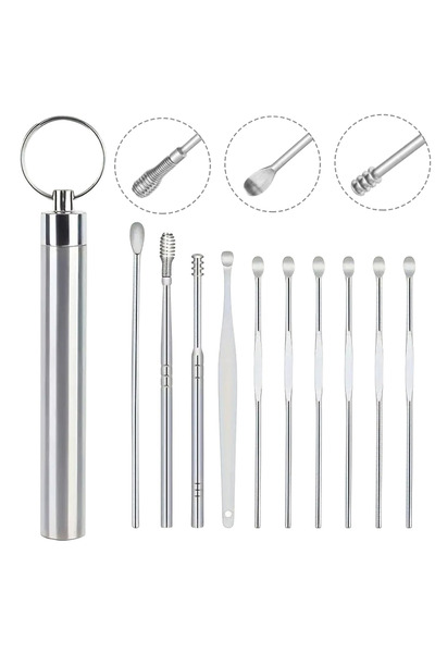 nelerbulurum PASLANMAZ ÇELİK 10'LU KULAK TEMİZLEME SETİ