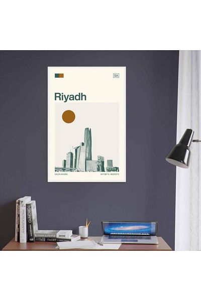 Nuqta Canvas Painting - Riyadh Skyline with Modern Minimalist Design