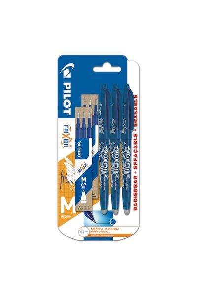 victiny Set 3 Ball Frixion Pens, 6 Refills, 0.7mm, Blue, Pilot