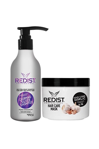 Redist Set Profesional Redist, Sampon Nuantator Silver pentru par blond 500 ml, Masca Anti-caderea si Crest