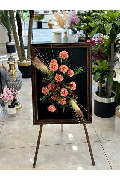 DDTREND ÖZEL TASARIM TABLO 3 BOYUTLU ÇERÇEVELİ PEMPE YAPAY ÇİÇEK PAMPAS HEDİYELİK DUVAR ARANJMAN 50-70CM