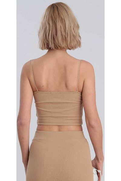 nesli Women's Rope Strap Crop Tank Top Mink Color Ness129876 #