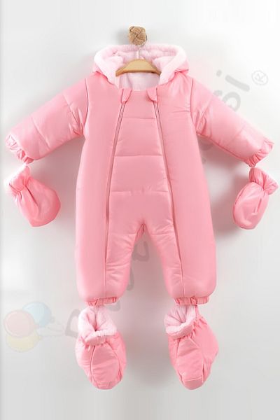 Ofislot New with Booties Inside Plush Gloves Hooded Children Snow Winter Baby Girl Astronaut Jumpsuit Cosmonaut Coats
