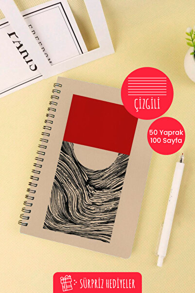 Anime Marketi دفتر مدرسي حلزوني مقاس A5 بتصميم الثقافة اليابانية 50 ورقة 100 صفحة - مسطر