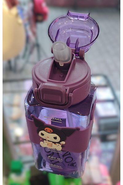 ada çanta kırtasiye Kuromi Figured Children's Water Bottle Flask 600ml Hanging Plastic Ad71040