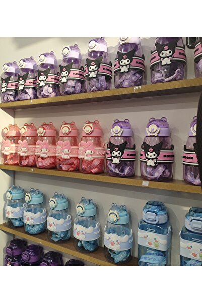 ada çanta kırtasiye Kuromi Figured Children's Water Bottle Flask 500ml Hanging Plastic Ad71037