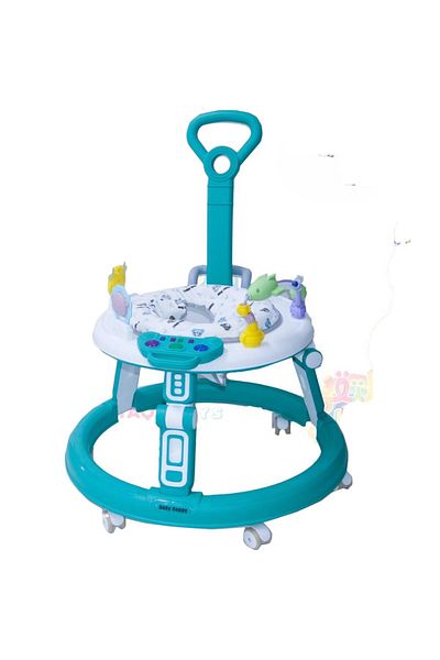 Toybox Baby Walker For Kids, Round Kids Walker With Parental Push Handle, 4 Seat Height, Baby Push Walker
