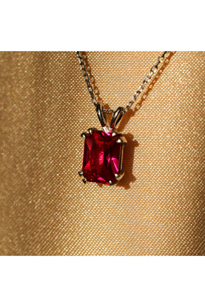 SİLVERCİTYBYEVA 925 Ayar Altın Kaplama Baget Yakut Kolye, Rose Altın Seçenekl...