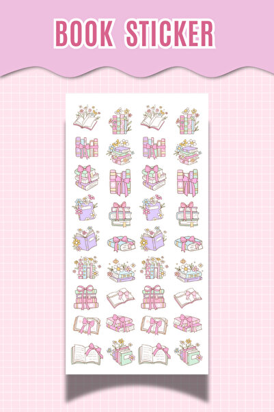Hume Craft Book Sticker – Pastel Kitap ve Çiçek Temalı Sticker Ajanda Scrapbo...