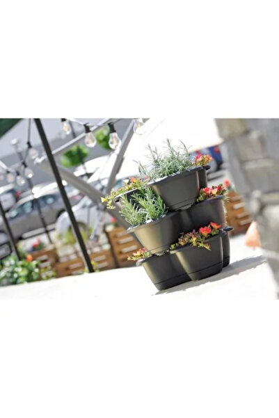Prosperplast Διακοσμητικές γλάστρες, ανθρακί, 28,1 L, σετ 3 τεμαχίων, 47 x 40,5 cm, Respana Trio