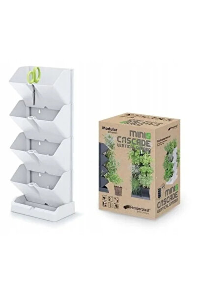 Prosperplast Ghivece decorative pentru flori, modulare, albe, 4 x 1 L, set de 4, 19,5 x 11,4 x 47,5 cm, Mini Cascade