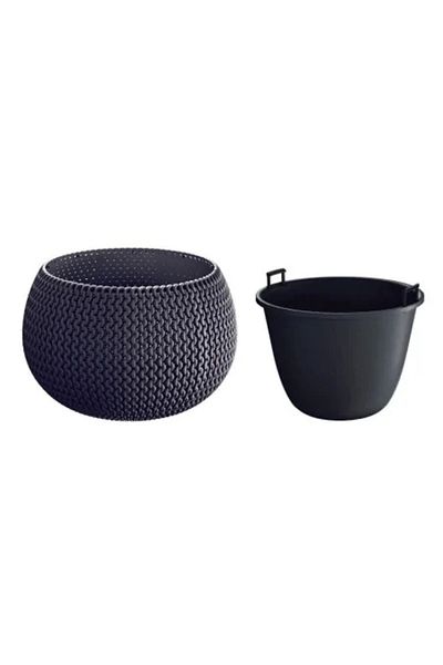 Prosperplast Decorative Flower Pot, Prosperplast, Splofy, Round, Anthracite, 23.9 x 16.1 cm