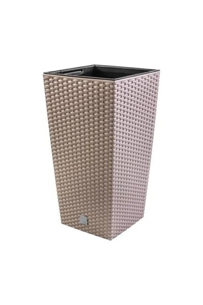 Prosperplast Decorative Flower Pot, Prosperplast, Rato, Rattan Imitation, Square, Brown, 22.5 x 22.5 x 42.1 cm