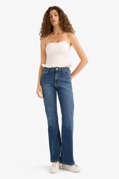 DeFacto Mia Flare Fit Normal Waist Spanish Leg Long Jean Pants E9158Ax25Au