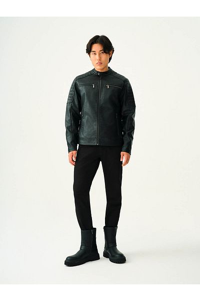 Loft Black Men's Leather Coat Lf2033245