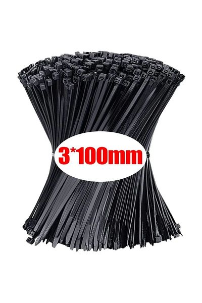 Choice26 200pcs Black(3x100mm) 1000/100Pcs Nylon Cable Ties Self-locking Cord Ties Straps Adjustable Cables F