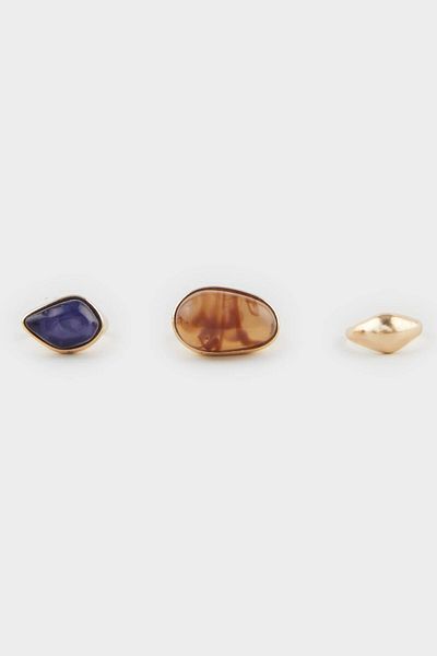 DeFacto Women's Triple Stone Gold Ring F6693Axns