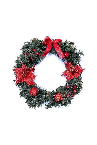 Chomik Christmas Decoration, Decorated Wreath, Red, 40 cm,