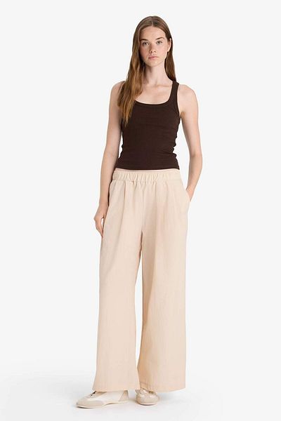 DeFacto Wide Leg Double Pocket Regular Waist Standard Length Trousers F9223Ax25Sm