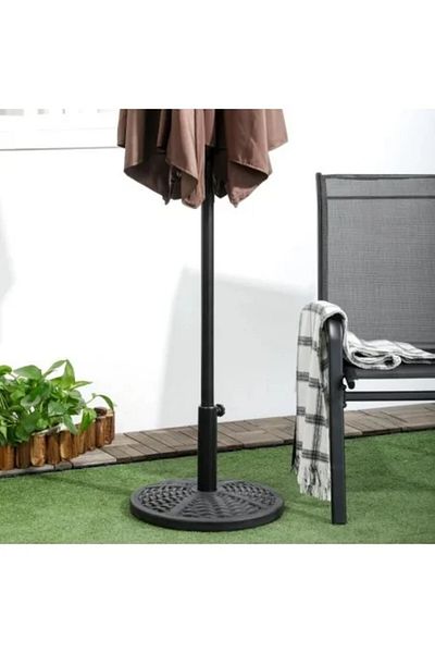 ART Umbrella Stand 38-48 mm, Round, HDPE, Rattan Imitation, Black, 45 x 33 cm