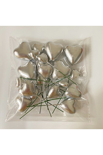 Choice3 Silver 20pcs 3D Heart Shape Cake Topper Mix Size Gold Silver Pink Lov...