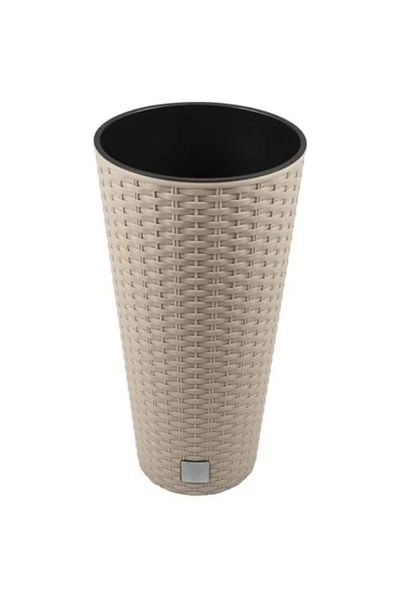 Prosperplast Decorative Flower Pot, Prosperplast, Rato, Rattan Imitation, Round, Tall, Brown, 25 x 47.6 cm