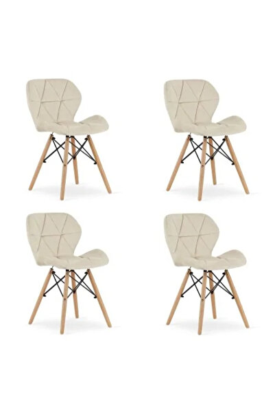 Artool Sada 4 stoličiek v štýle škandináv, Artool, Lago, catifea, lemn, bej, ...