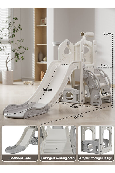 Sheinhome Kids Slide, 6 in 1 Toddler Playground with Basketball Hoop, Climbing Ladder